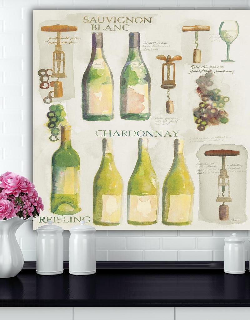 designq White Chardonnay Wine Collage - Food and Beverage Premium Canvas Wall Art