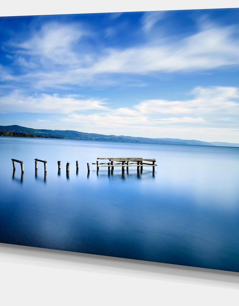 Designq White Clouds And Blue Sea - Seascape Photo Canvas Print