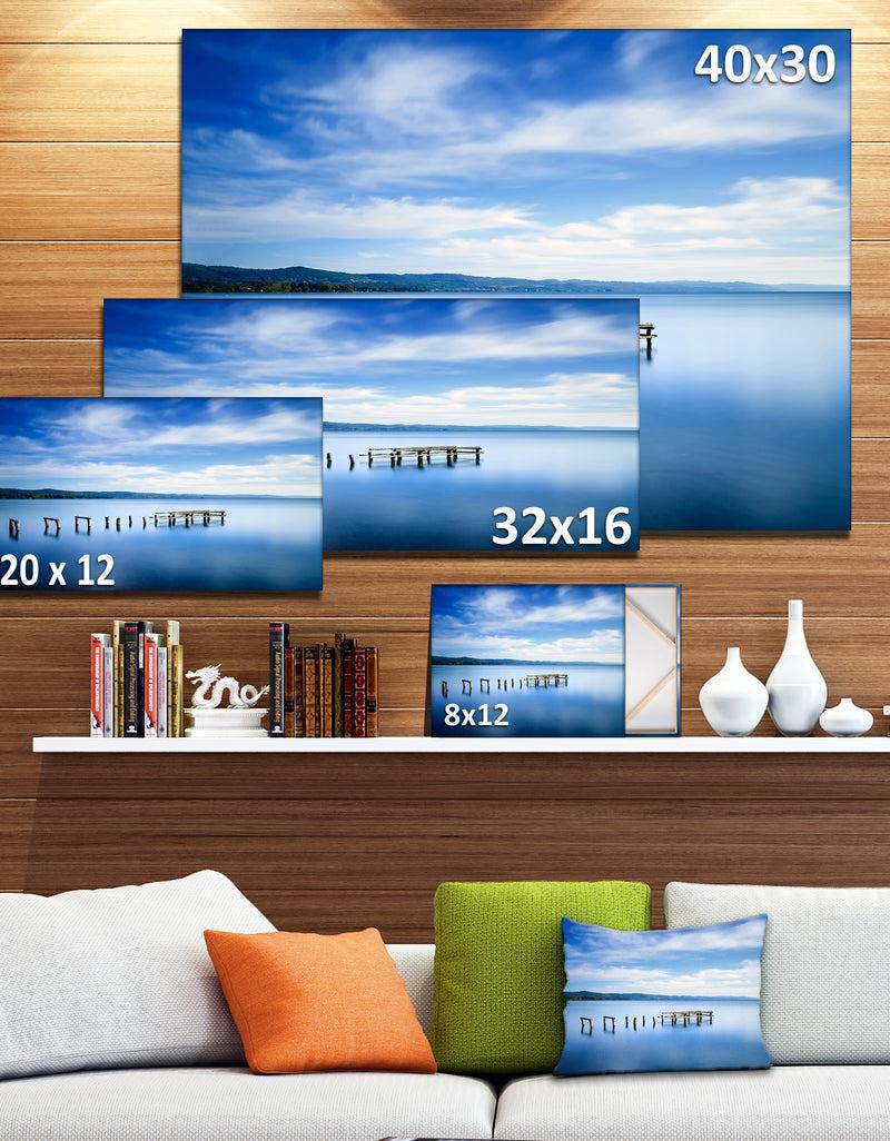 Designq White Clouds And Blue Sea - Seascape Photo Canvas Print