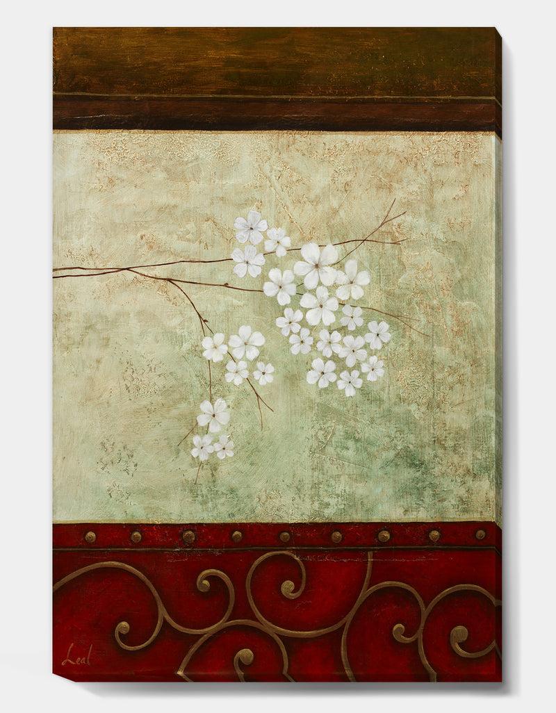 Designq White Flowers Through Window Swirl - Cottage Gallery-wrapped Canvas