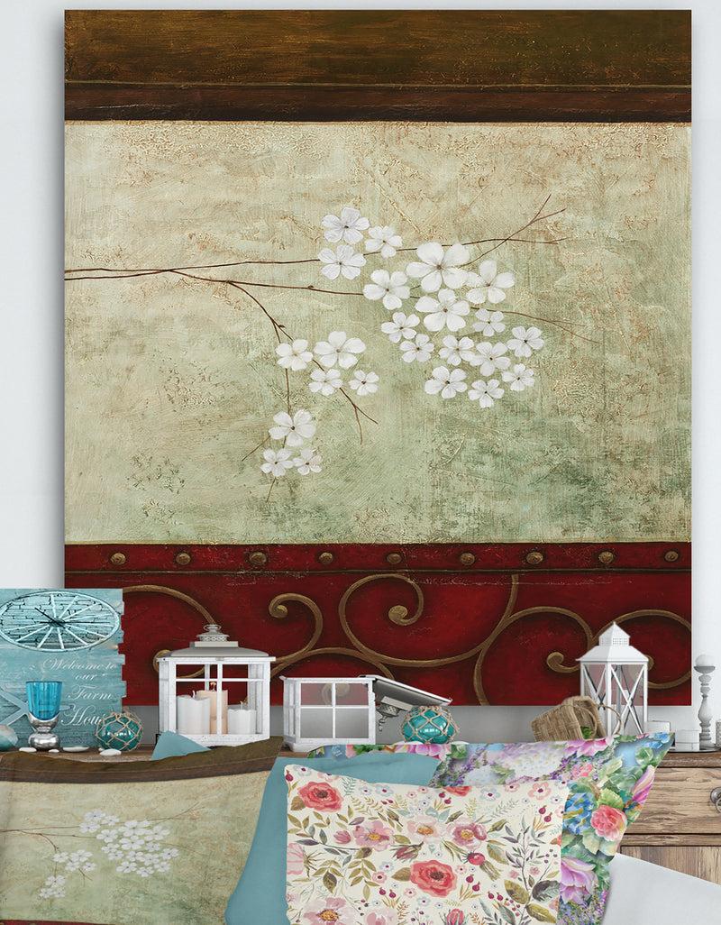 designq White Flowers Through Window Swirl - Cottage Gallery-wrapped Canvas