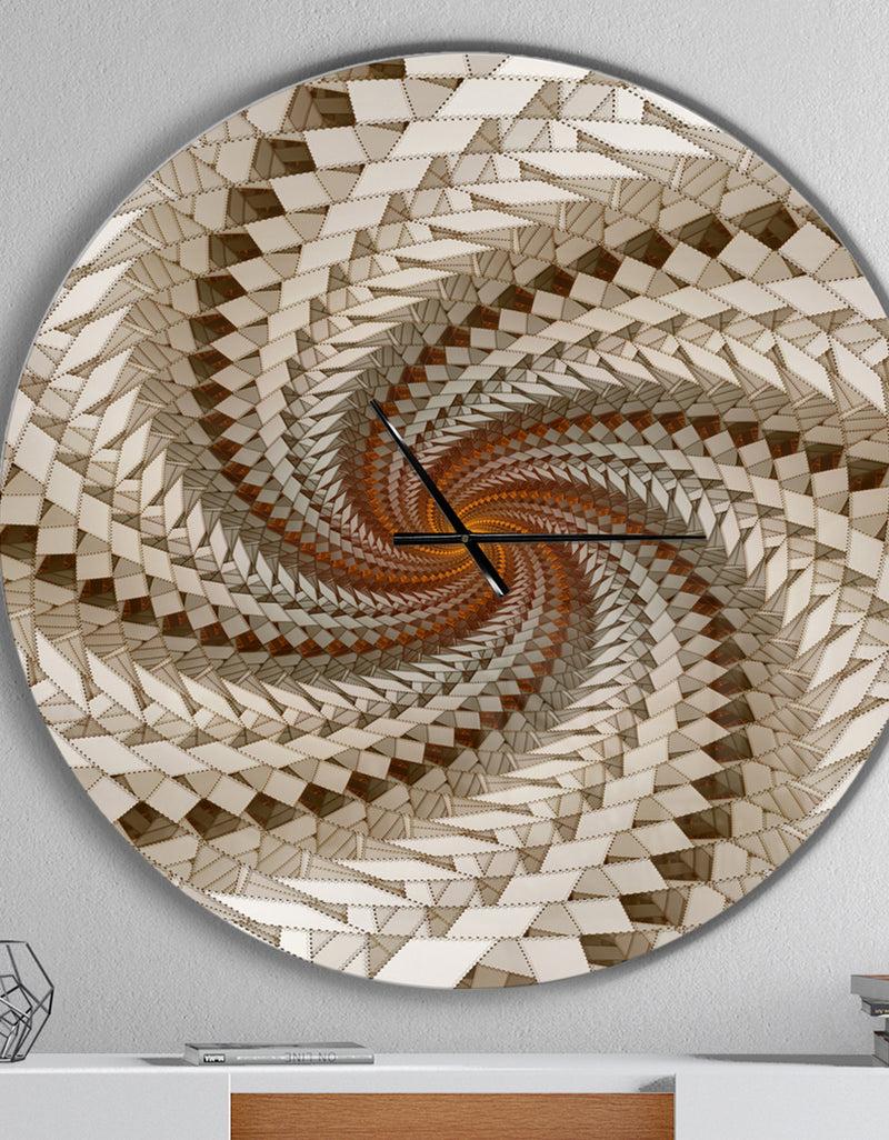 designq White Fractal Spiral Pattern - Oversized Modern Wall CLock