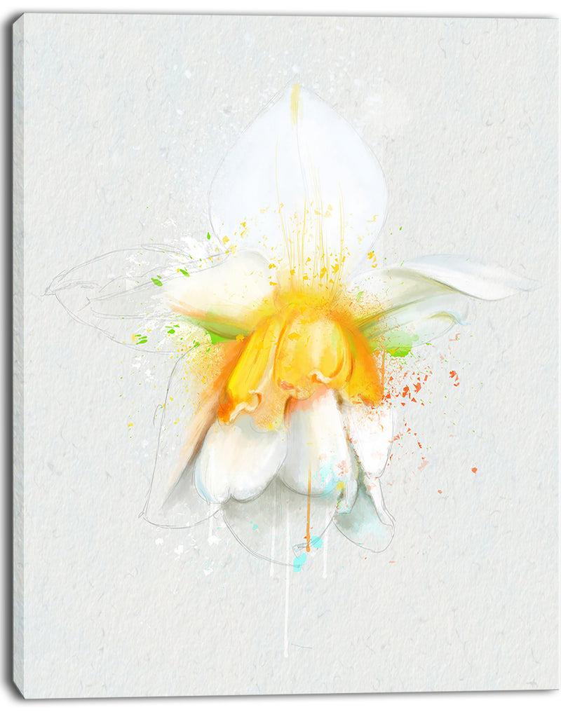 Designq White Narcissus Flower Watercolor - Extra Large Floral Canvas Art