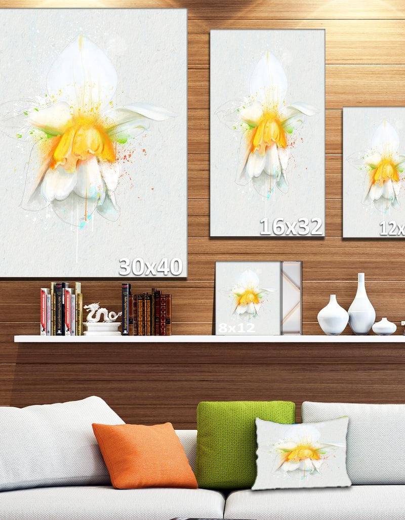 Designq White Narcissus Flower Watercolor - Extra Large Floral Canvas Art