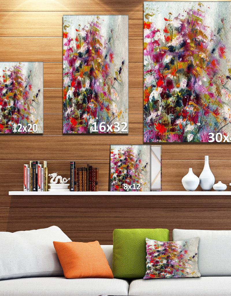 Designq White Pind And Red Flower Bouquet - Digital Art On Wrapped Canvas