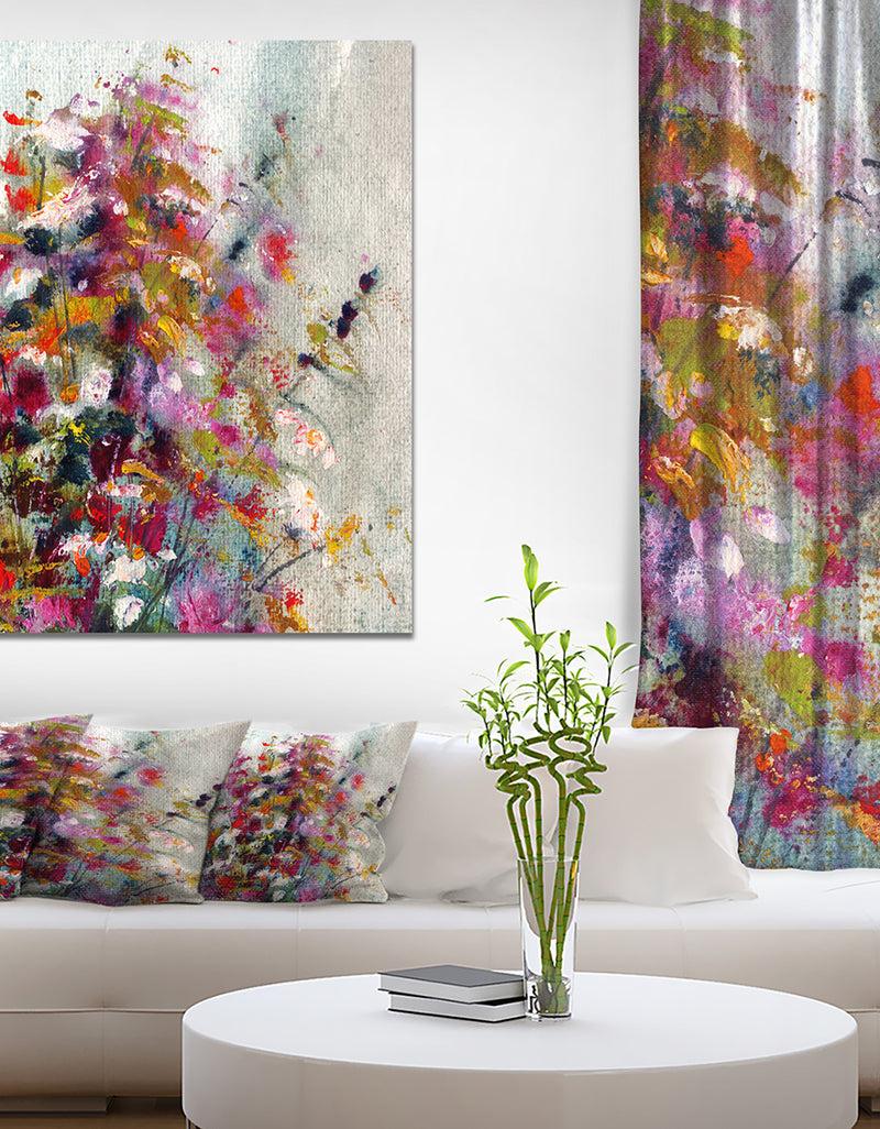 designq White Pind and Red Flower Bouquet - Digital Art on wrapped Canvas