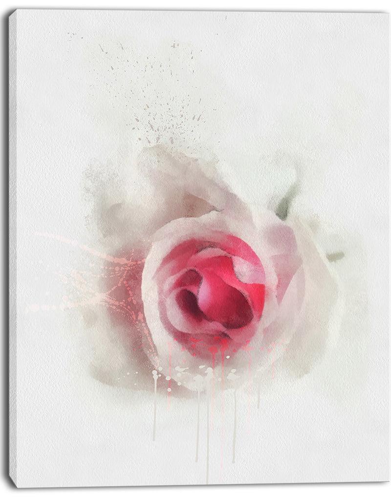 Designq White Rose With Pink Petals - Large Floral Canvas Artwork