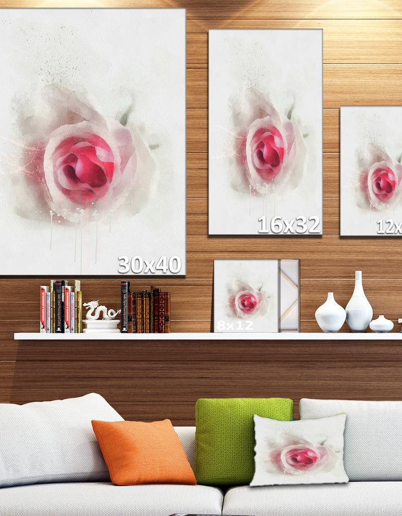 Designq White Rose With Pink Petals - Large Floral Canvas Artwork