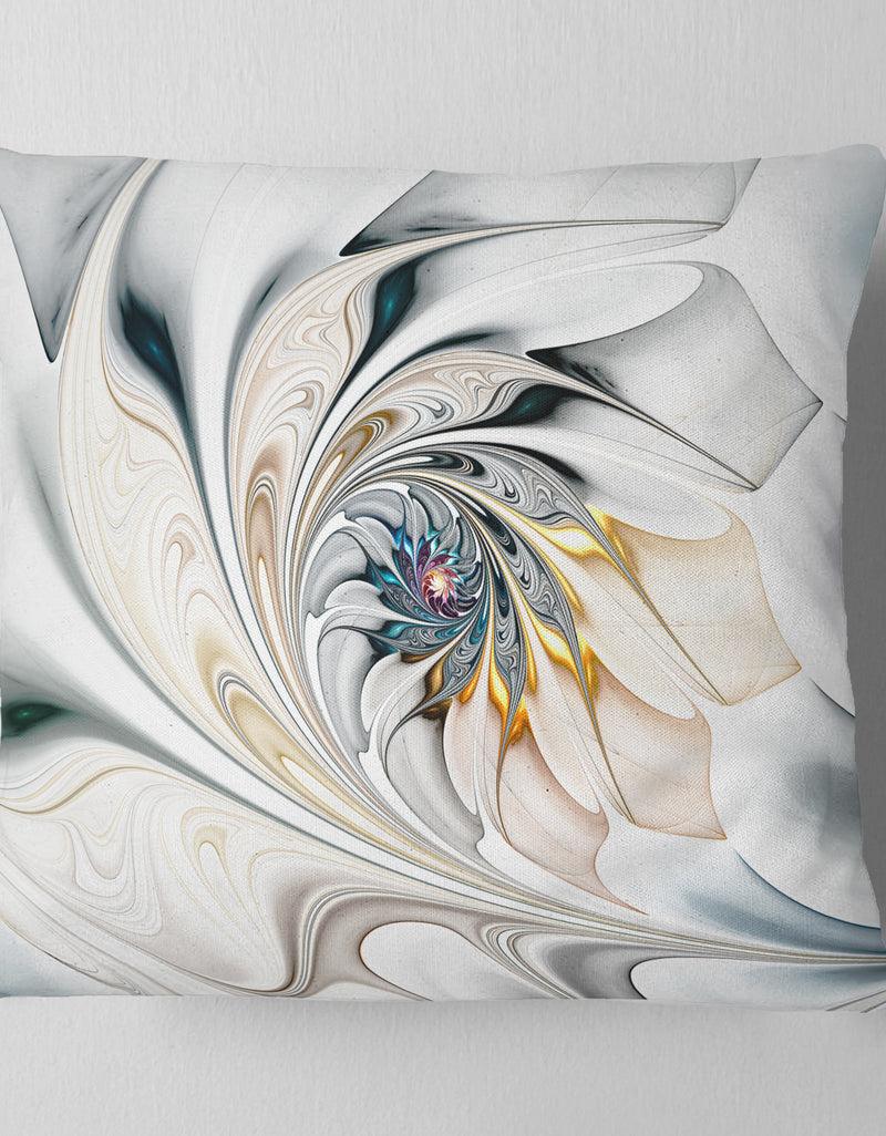 Designq White Stained Glass Floral Art - Floral Throw Pillow