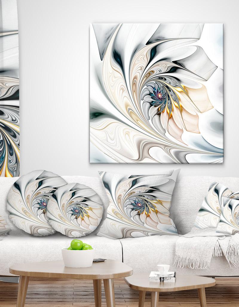 designq White Stained Glass Floral Art - Floral Throw Pillow