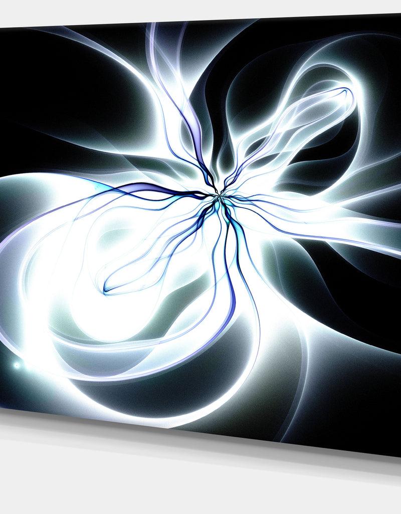 Designq White Symmetrical Fractal Flower - Extra Large Abstract Canvas Art Print