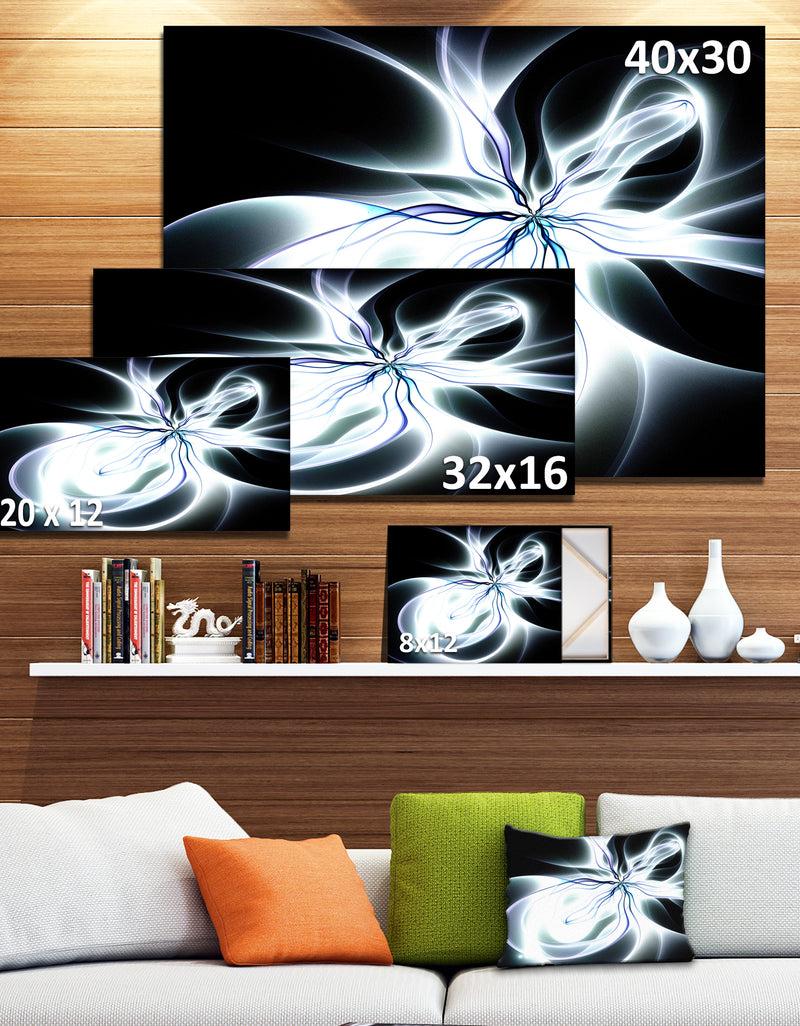 Designq White Symmetrical Fractal Flower - Extra Large Abstract Canvas Art Print