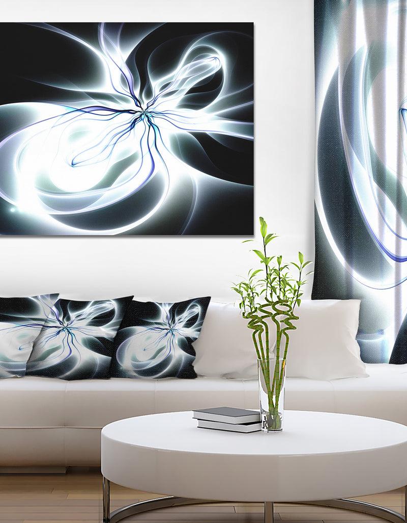 designq White Symmetrical Fractal Flower - Extra Large Abstract Canvas Art Print