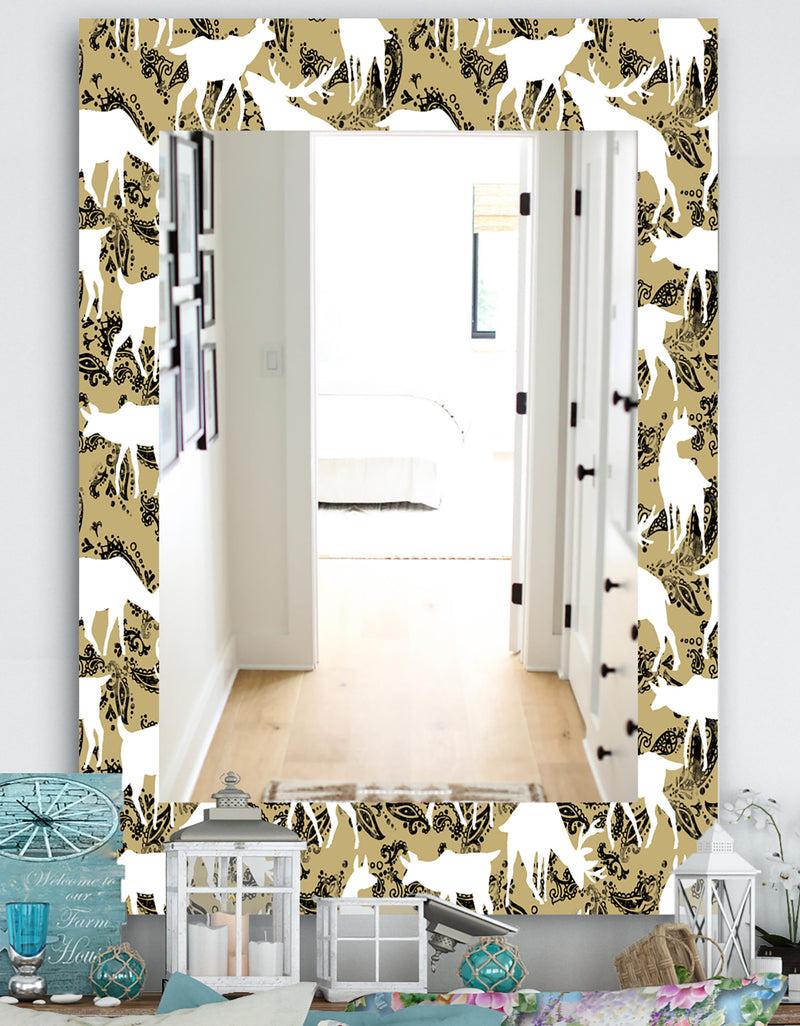 designq Wild Animals Pattern - Farmhouse Mirror - Frameless Vanity Mirror