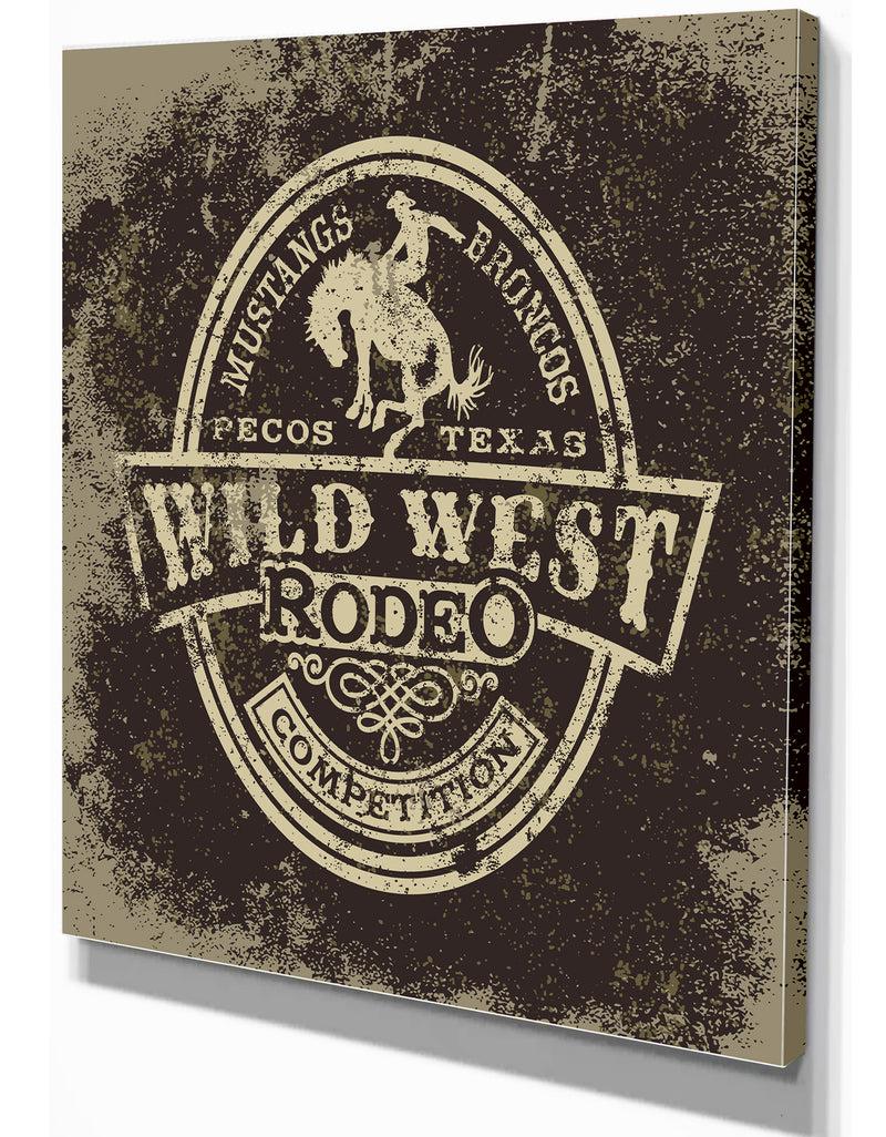 Designq Wild West Rodeo - Farmhouse Contemporary Art On Wrapped Canvas
