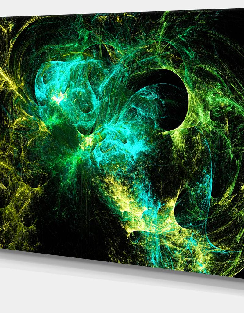 Designq Wings Of Angels Green In Black - Abstract Digital Canvas Print