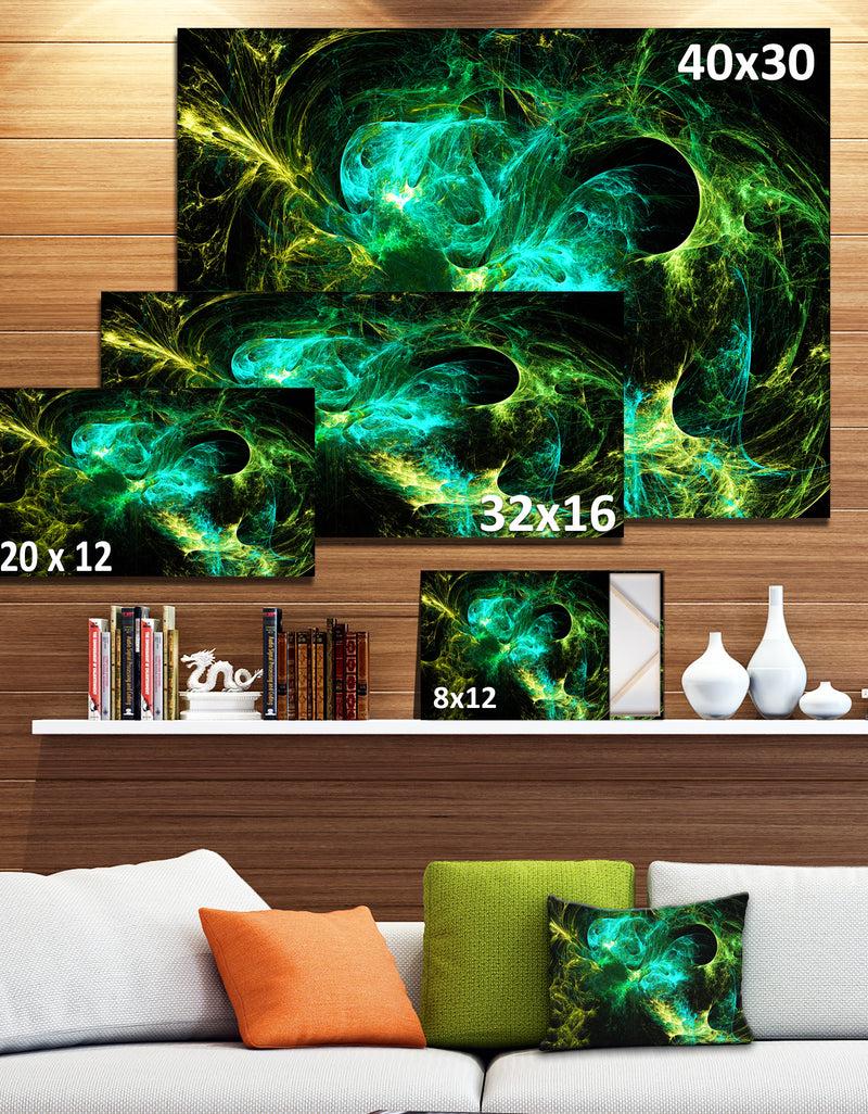 Designq Wings Of Angels Green In Black - Abstract Digital Canvas Print