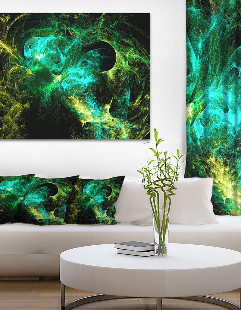 designq Wings of Angels Green in Black - Abstract Digital Canvas Print