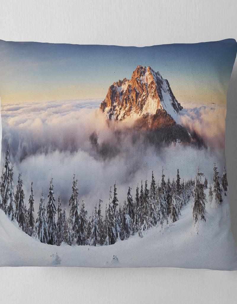 Designq Winter Mountain Landscape - Photography Throw Pillow