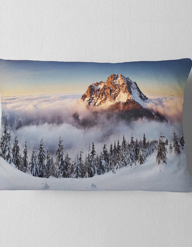 Designq Winter Mountain Landscape - Photography Throw Pillow