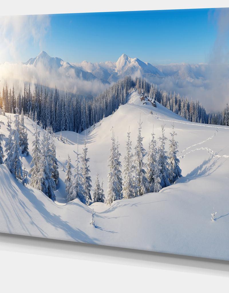 Designq Winter Mountains Panorama Photography Canvas Print