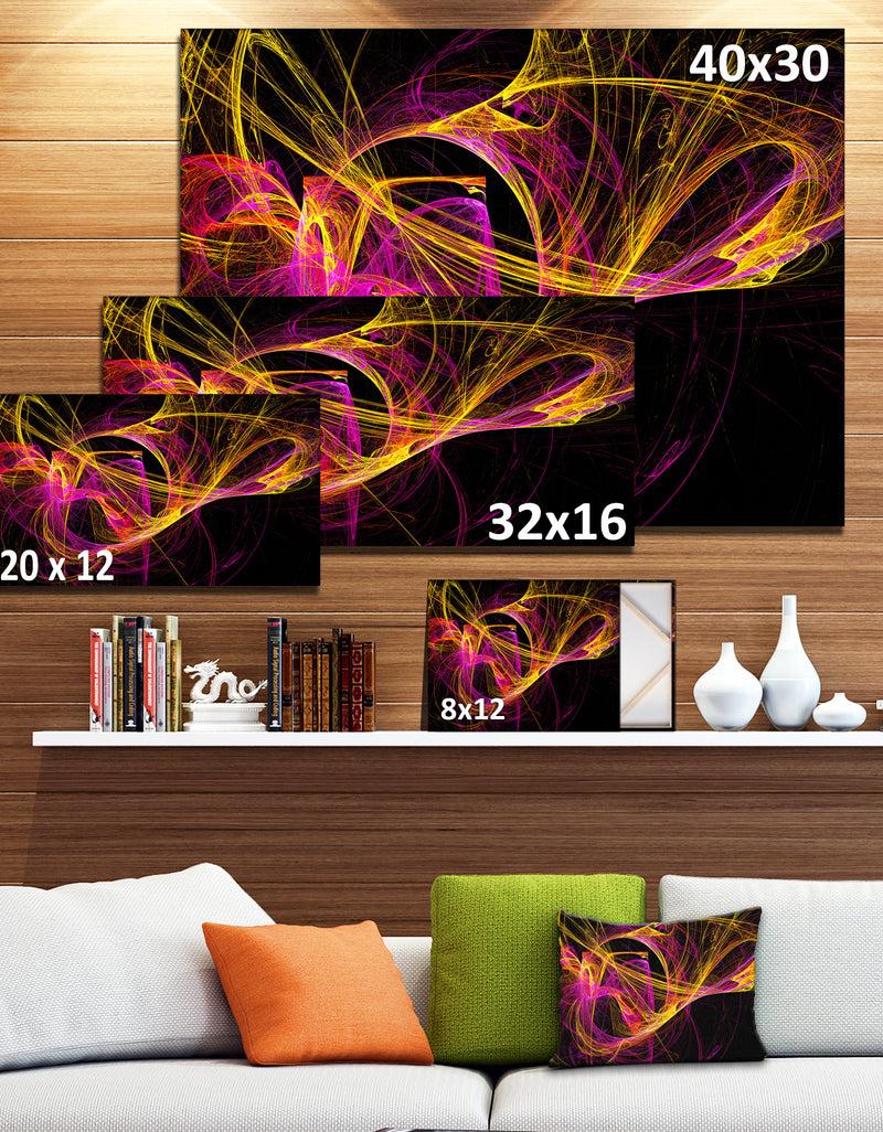 Designq Wisps Of Smoke Yellow In Black - Abstract Digital Art Canvas Print