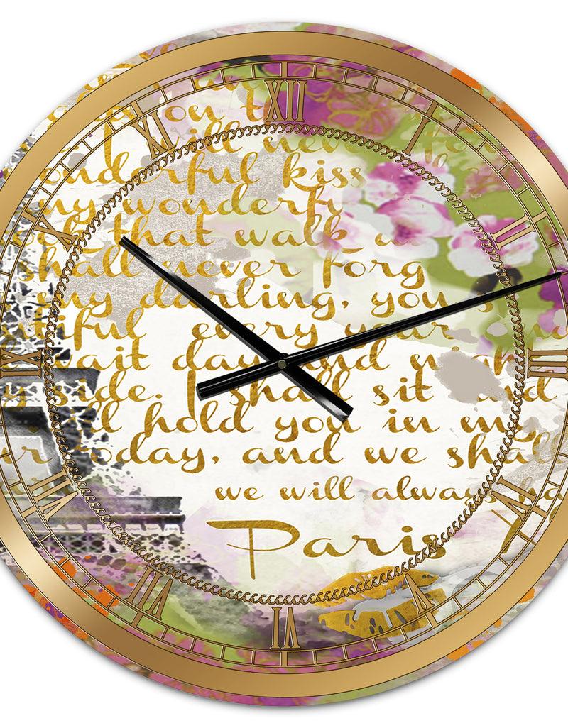 Designq With Love From Paris 1 - Large Traditional Wall Clock
