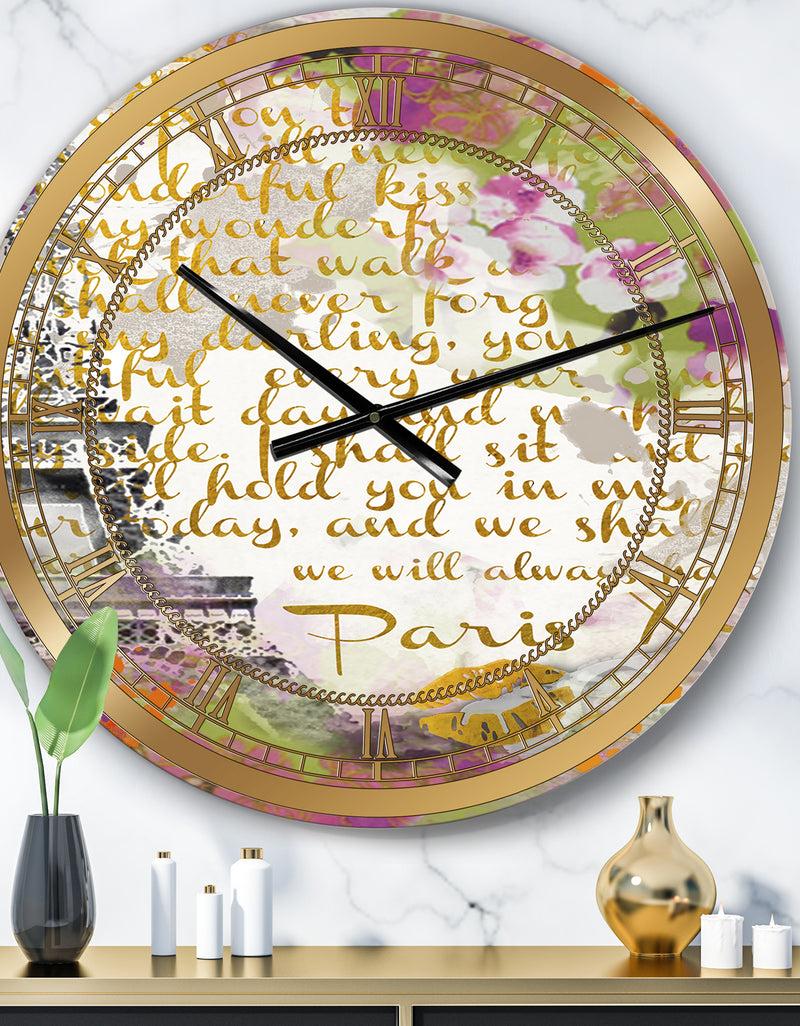designq With Love From Paris 1 - Large Traditional Wall Clock