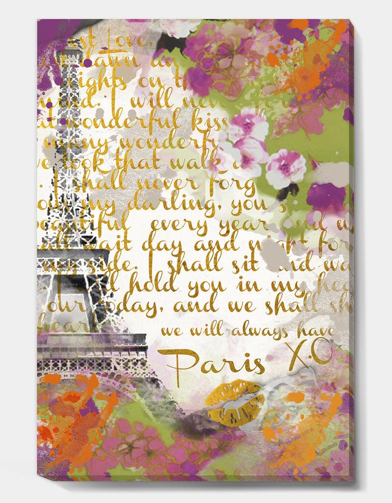 Designq With Love From Paris 1 - Traditional Premium Canvas Wall Art
