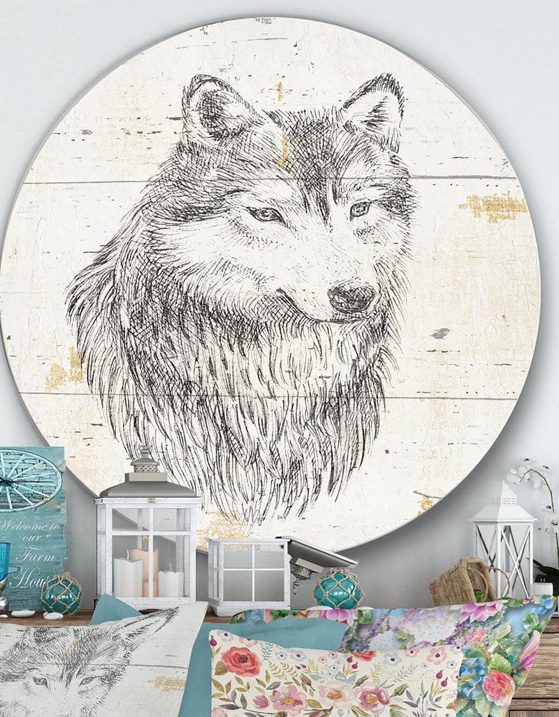 designq Wolf Wild and Beautiful III - Farmhouse Metal Circle Wall Art