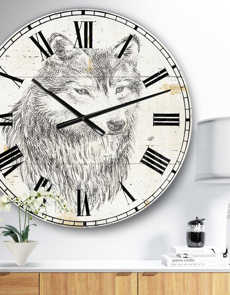 designq Wolf Wild and Beautiful III - Wildlife Animal Wall CLock