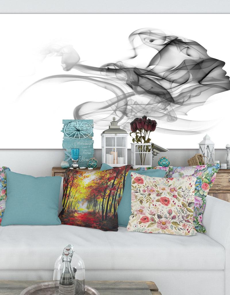 designq Woman and Smoke Double Exposure - Portrait Canvas Art Print