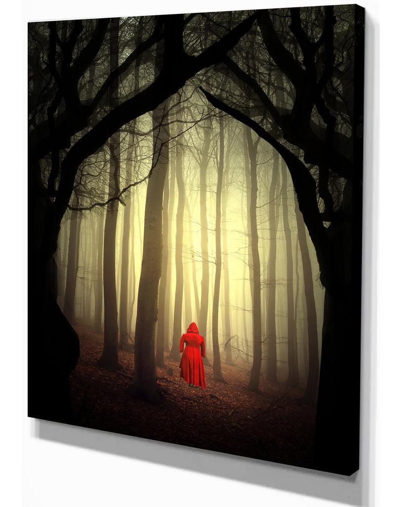 Designq Woman In The Enchanted Forest - Forest People Photographic On Wrapped Canvas