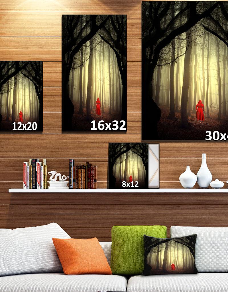 Designq Woman In The Enchanted Forest - Forest People Photographic On Wrapped Canvas