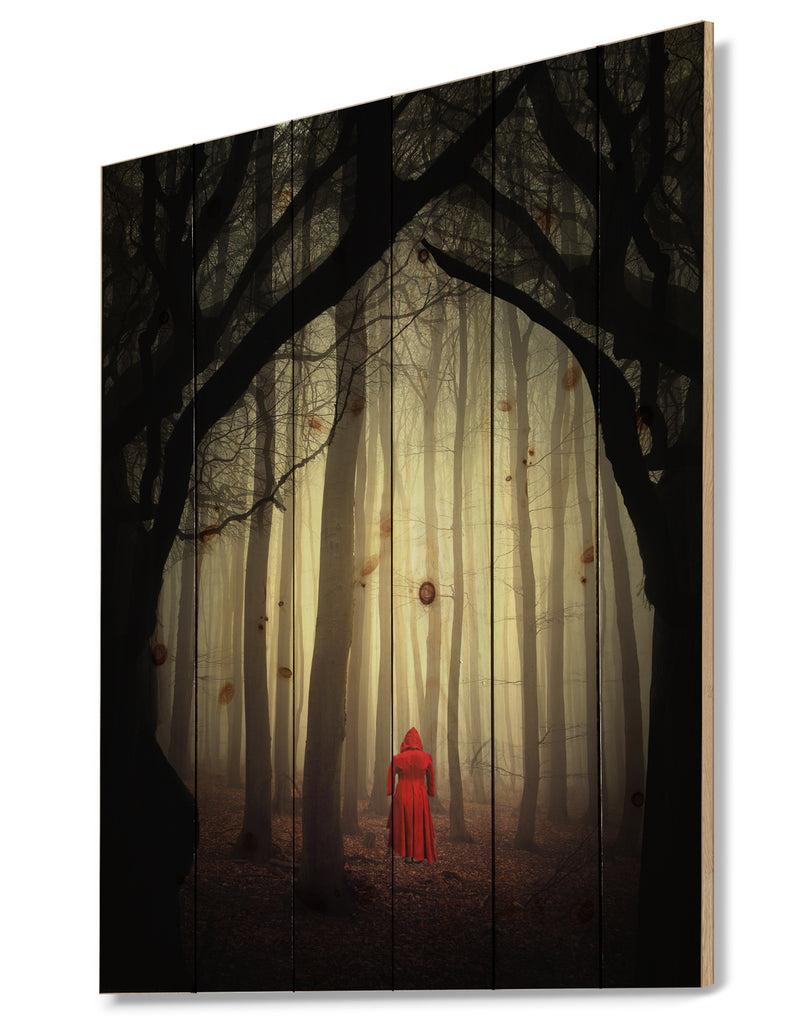 Designq Woman In The Enchanted Forest - Forest People Photographic Print On Natural Pine Wood
