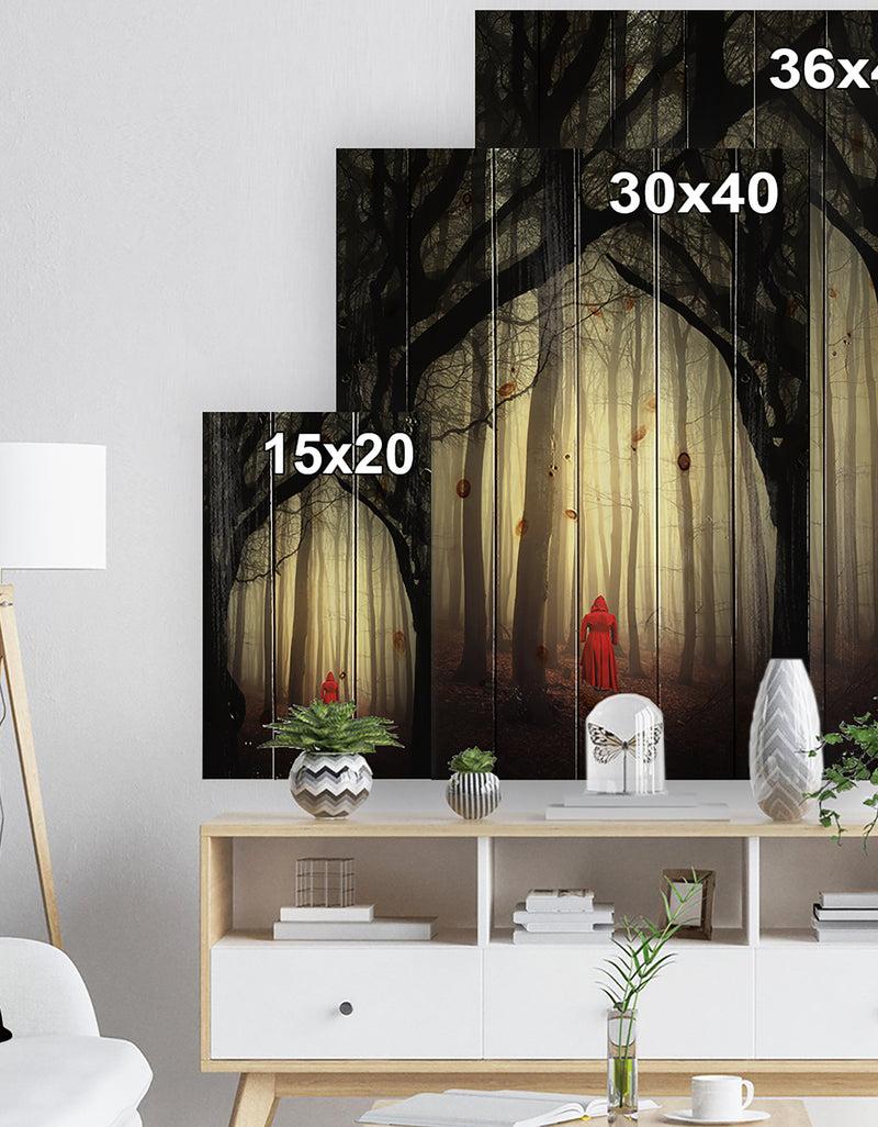 Designq Woman In The Enchanted Forest - Forest People Photographic Print On Natural Pine Wood