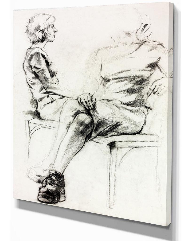 Designq Woman Sketch - Glamour Painting Print On Wrapped Canvas
