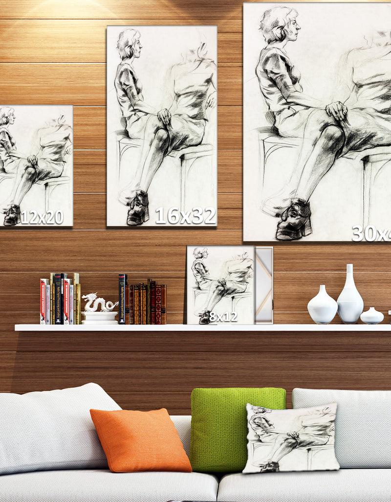 Designq Woman Sketch - Glamour Painting Print On Wrapped Canvas