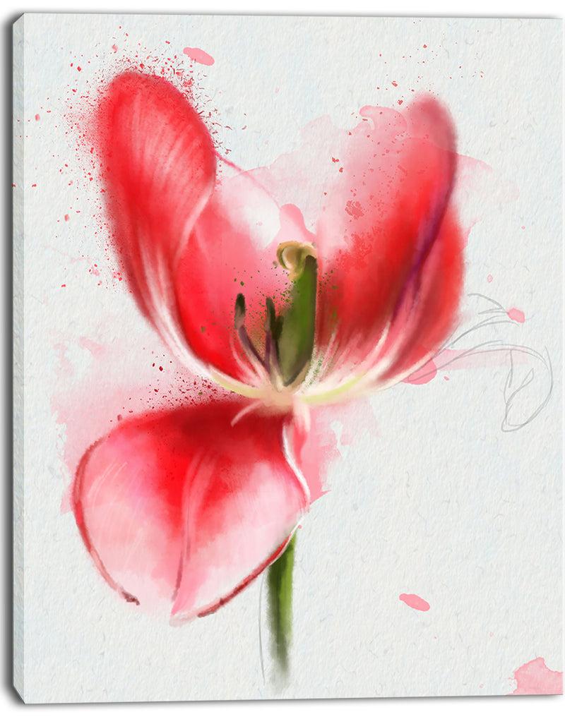 Designq Wonderful Red Poppy Watercolor - Floral Canvas Artwork Print