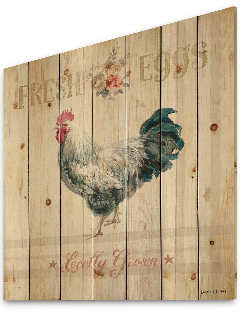 Designq Wood Farm Roaster III - Farmhouse Print On Natural Pine Wood