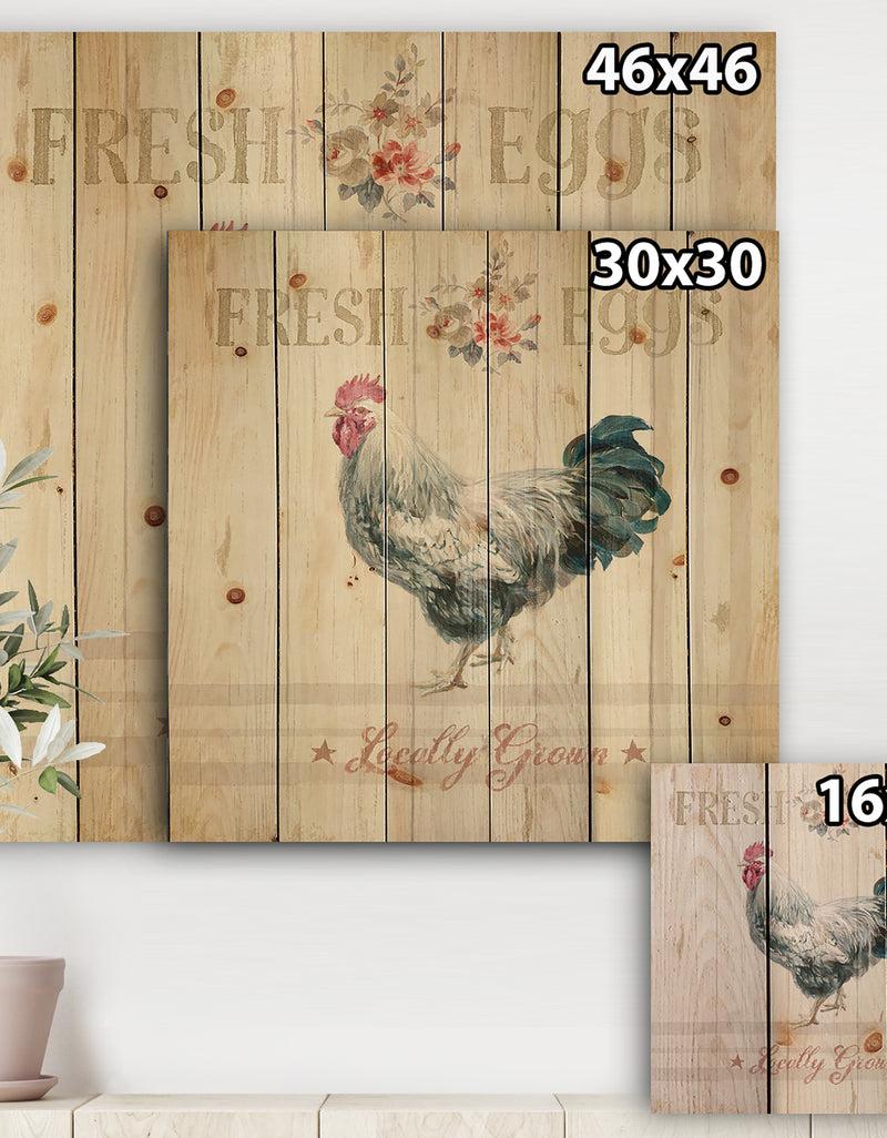 Designq Wood Farm Roaster III - Farmhouse Print On Natural Pine Wood