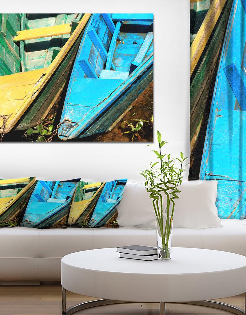 designq Wooden Boats on Lake Phewa - Boat Canvas Artwork