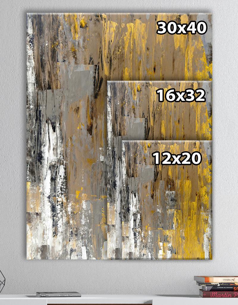 Designq Yellow And Beige Abstract Art Painting - Modern Canvas Wall Art