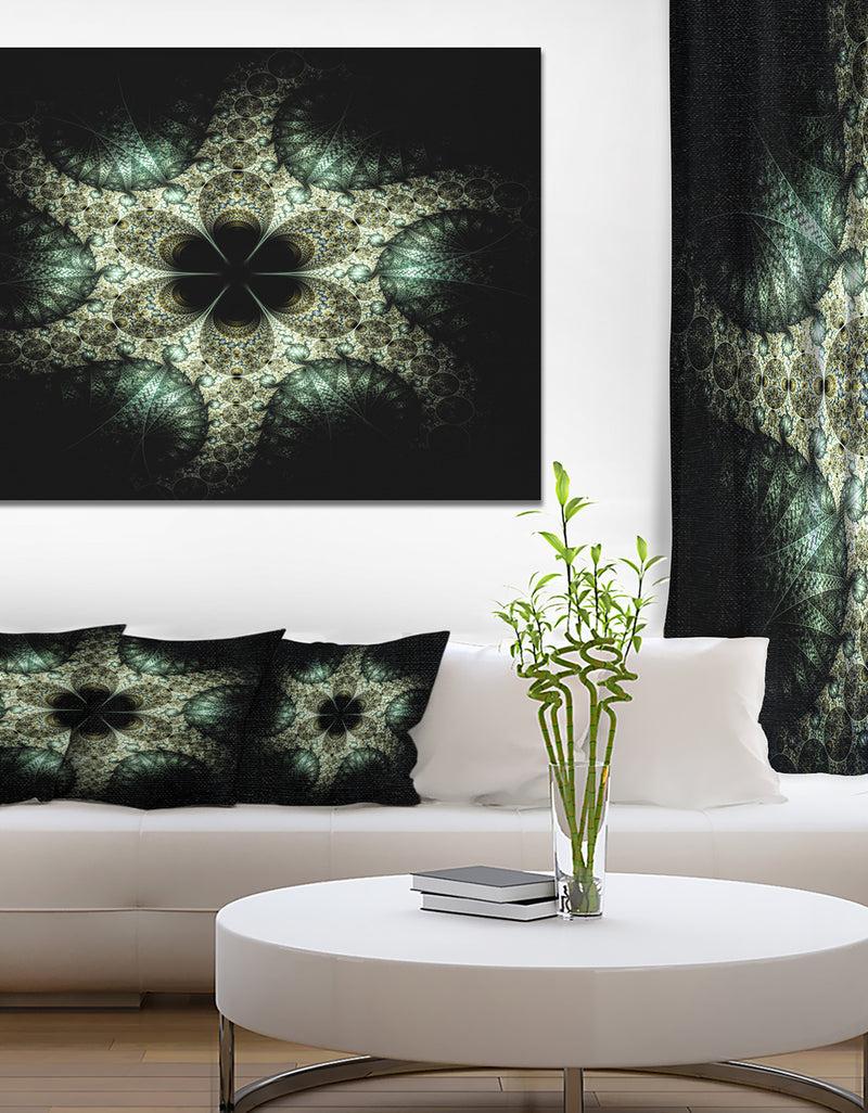 designq Yellow and Green Fractal Flower - Abstract Wall Art Canvas