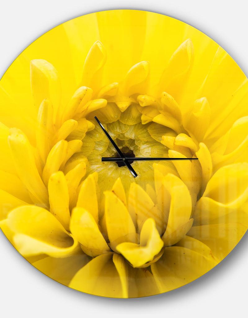 Designq Yellow Chrysanthemum Gold Flower - Oversized Traditional Wall CLock