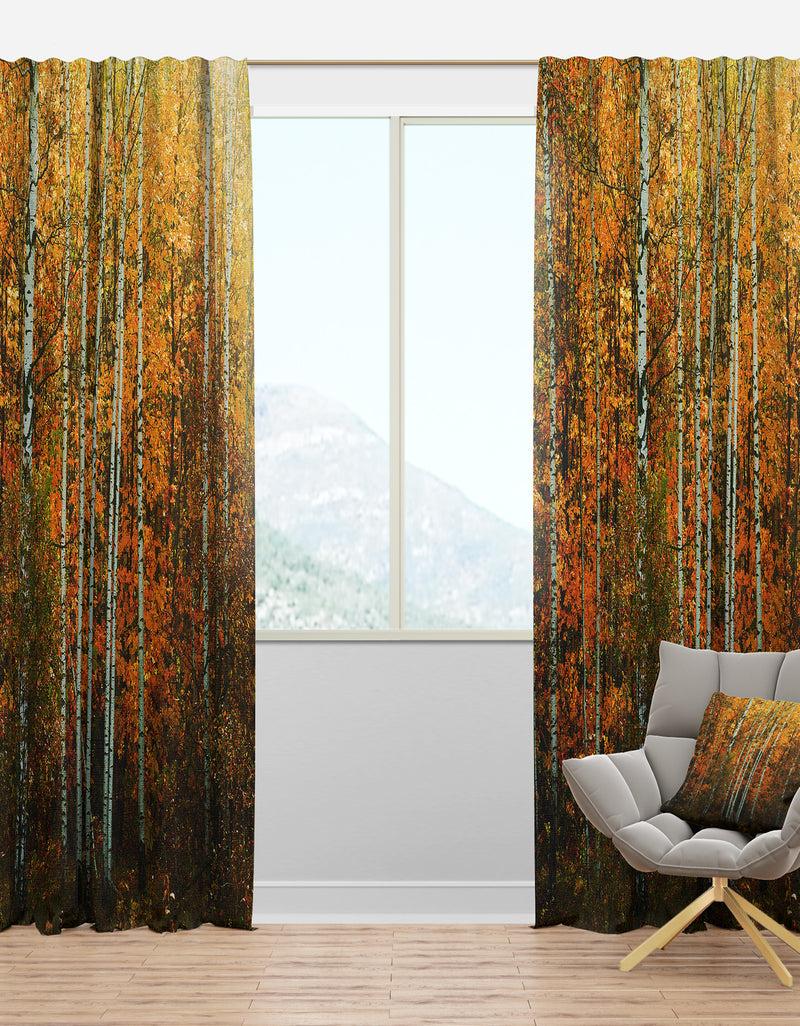designq Yellow Colorful Autumn Forest - Forest Curtain Panels