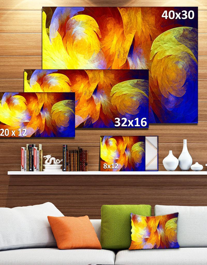 Designq Yellow Fractal Abstract Pattern - Extra Large Abstract Art On Canvas