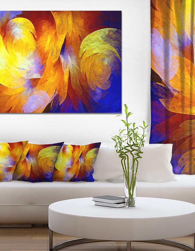 designq Yellow Fractal Abstract Pattern - Extra Large Abstract Art on Canvas