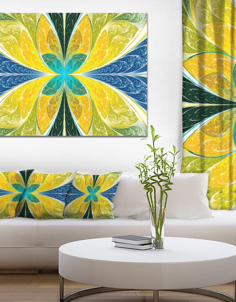 designq Yellow Fractal Stained Glass - Abstract Wall Art Canvas
