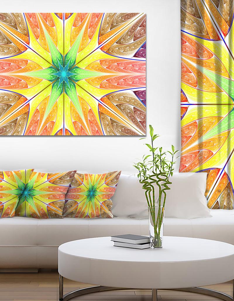 designq Yellow Glowing Fractal Texture - Large Wall Art on Canvas